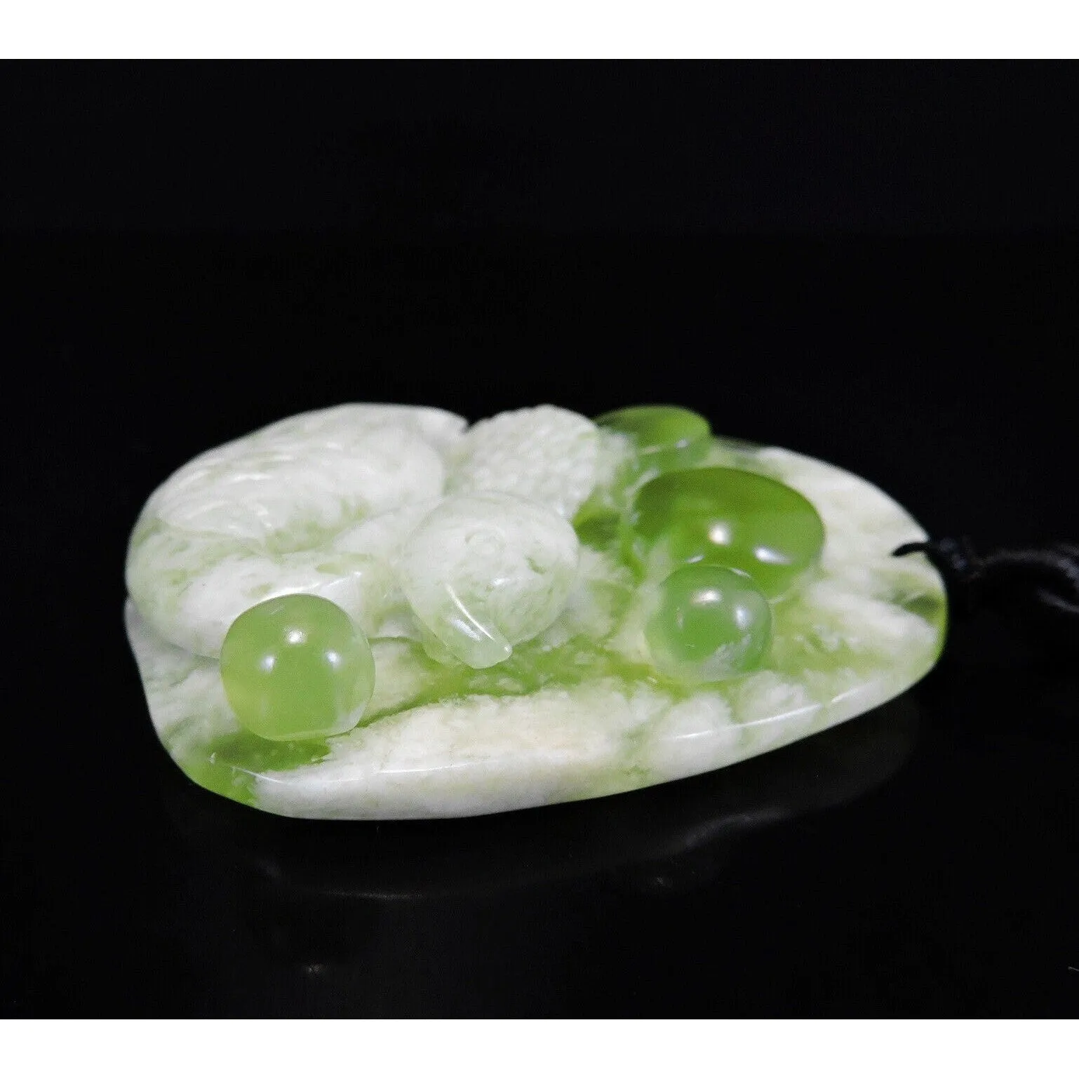 100% Natural Hand-Carved Jade Pendant Jadeite Necklace Swan & Coin