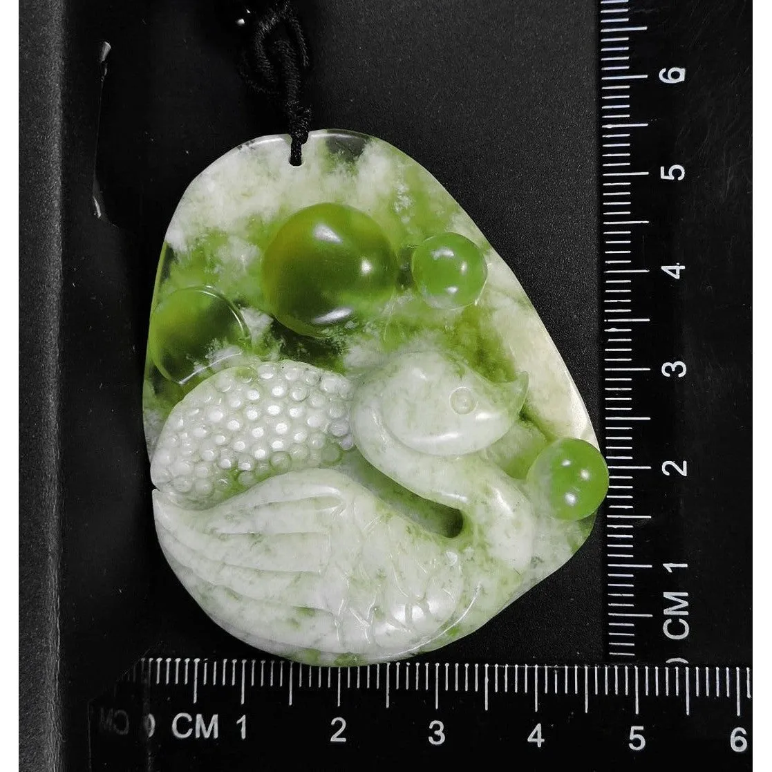 100% Natural Hand-Carved Jade Pendant Jadeite Necklace Swan & Coin