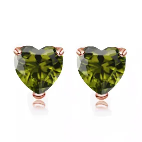 14k Rose Gold Plated 3 Carat Heart Created Peridot Stud Earrings