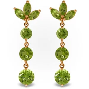 14K Solid Rose Gold Dangling Earrings w/ Natural Peridots