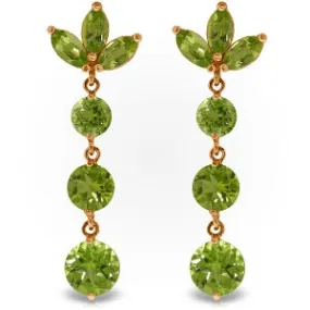 14K Solid Rose Gold Dangling Earrings w/ Natural Peridots