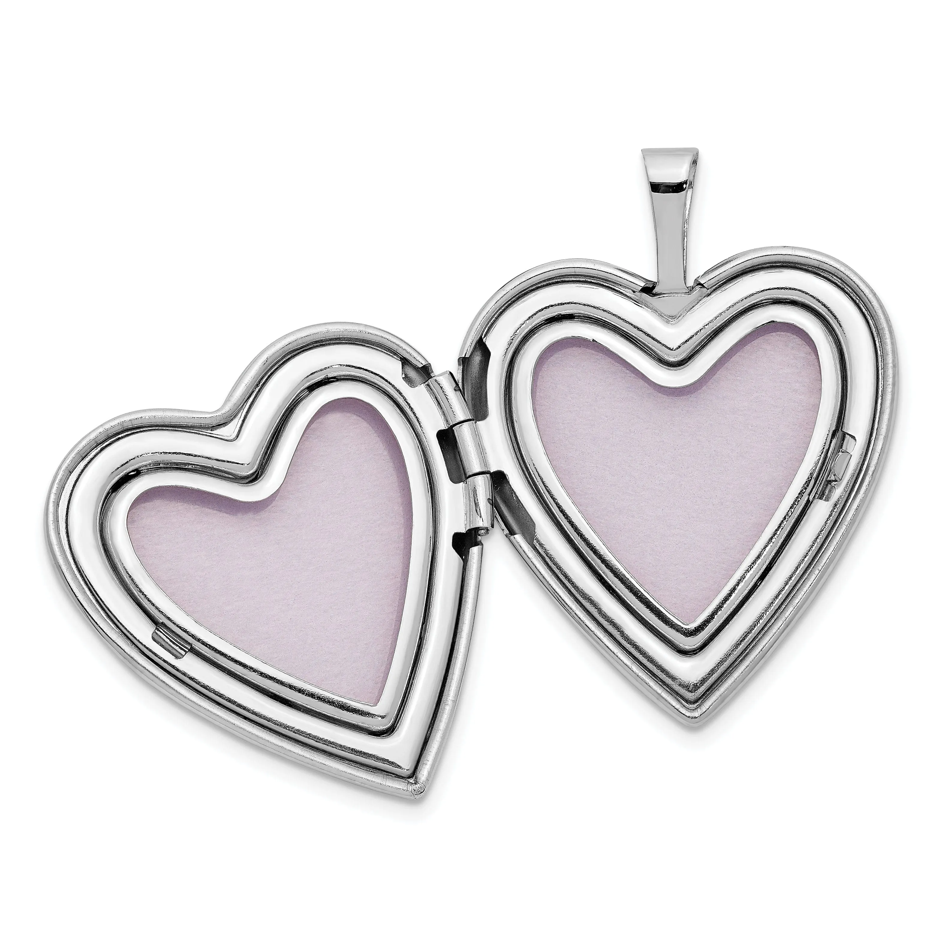 14k White Gold 20MM Rose I Love You Heart Locket
