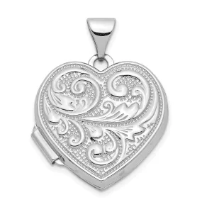 14k White Gold Scrolled Love You Always Locket