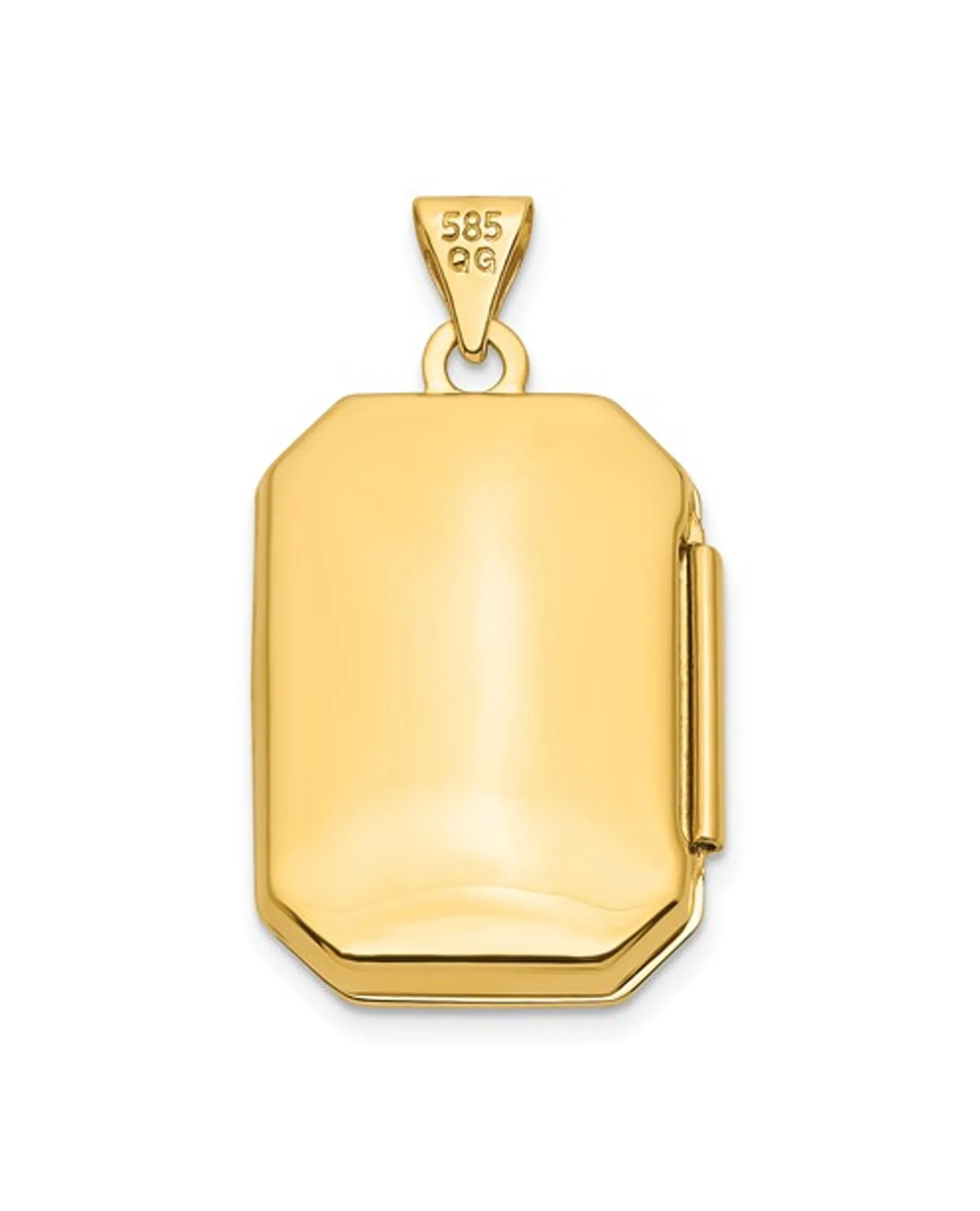 14K Yellow Gold 20mm Long Rectangular Locket