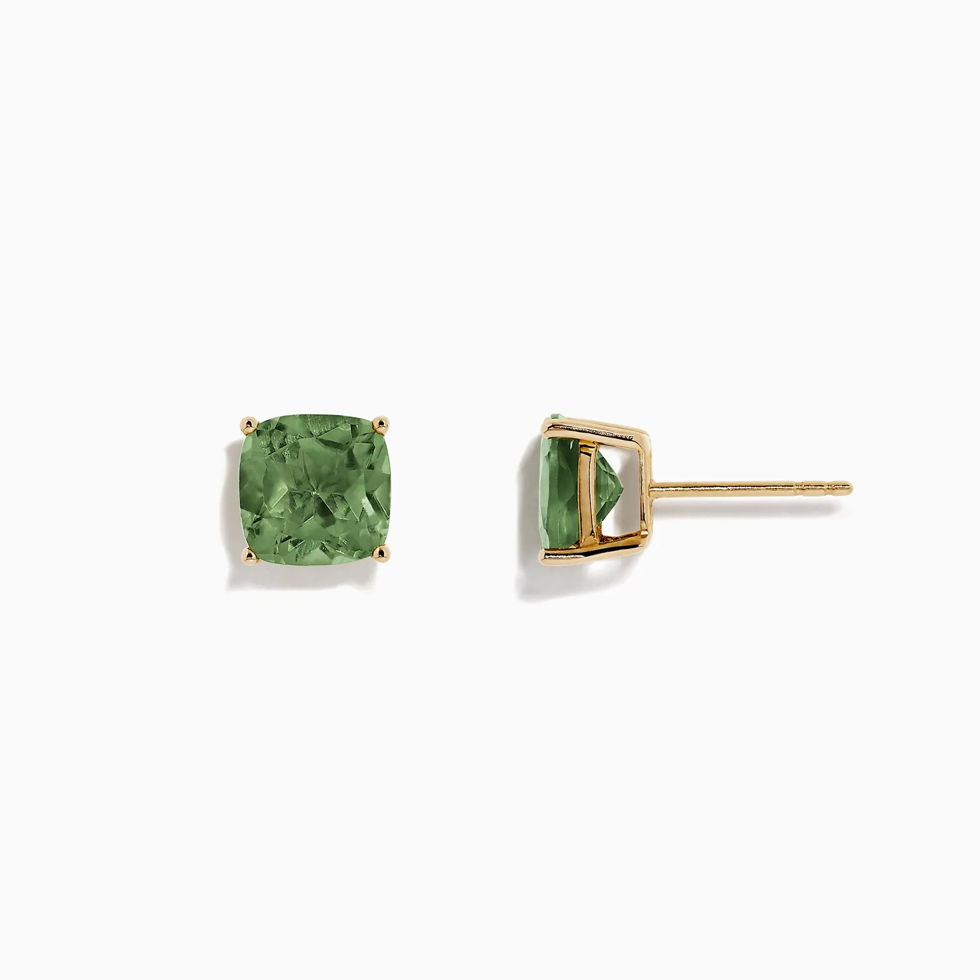 14K Yellow Gold Peridot Stud Earrings, 4.50 TCW