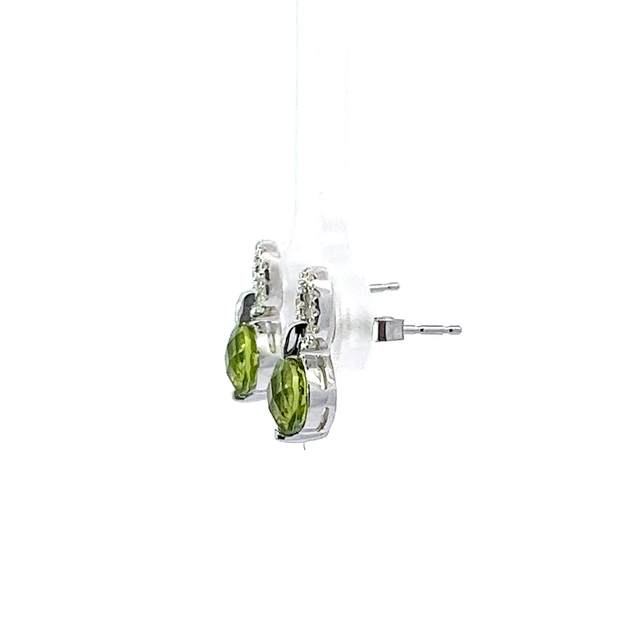 14kt White Gold Peridot and Diamond Earrings