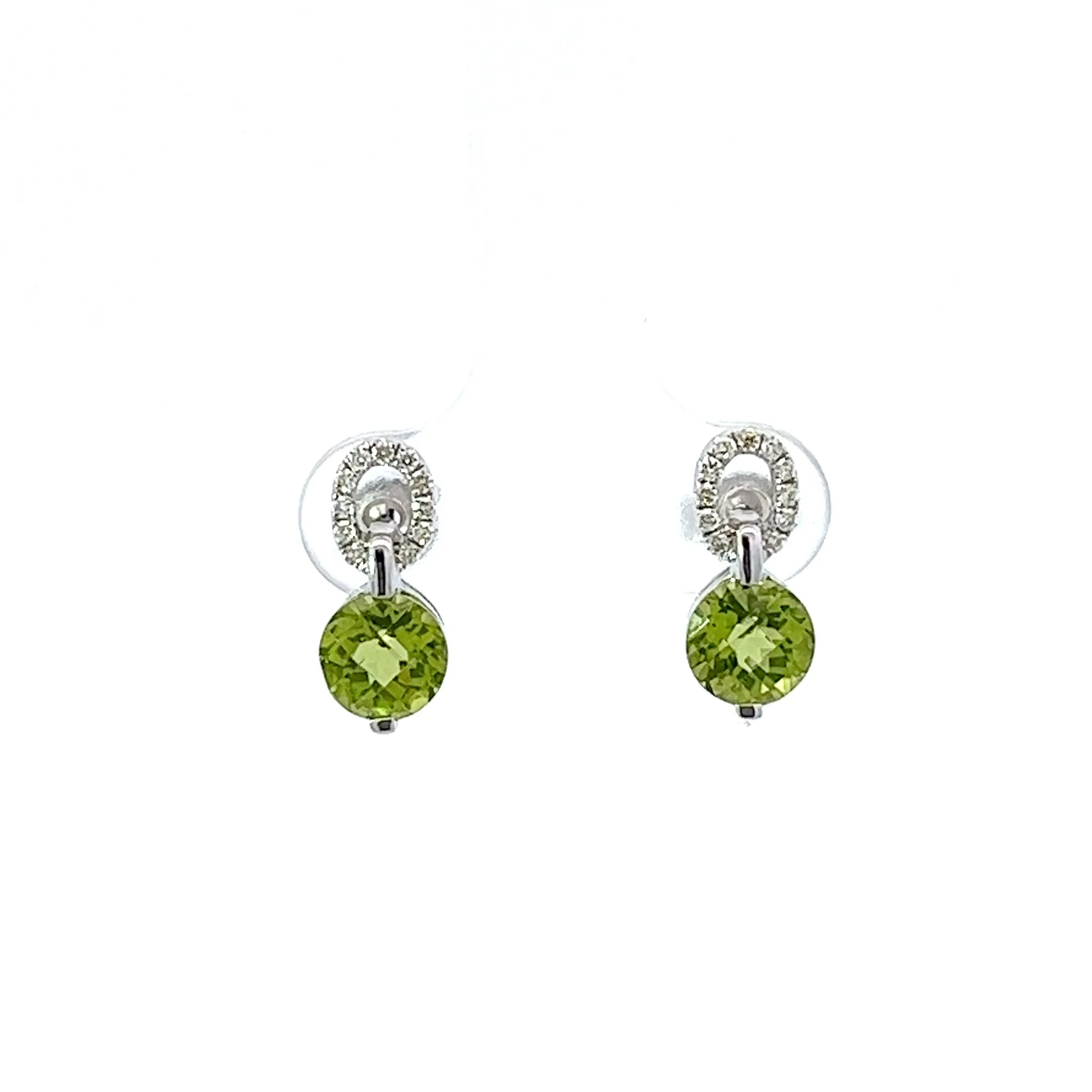 14kt White Gold Peridot and Diamond Earrings