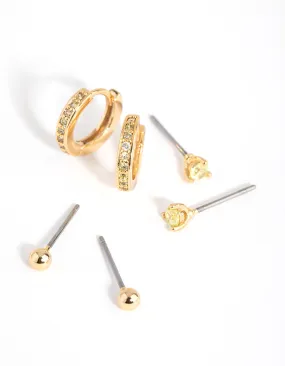 18ct Gold Plated Cubic Zirconia August Peridot Earring Pack
