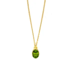 18k Yellow Gold Peridot Pendant with 3 Yellow Sapphires