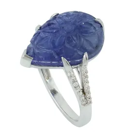 18Kt Gold Diamond Tanzanite Cocktail Ring December Birthstone Jewelry Gift