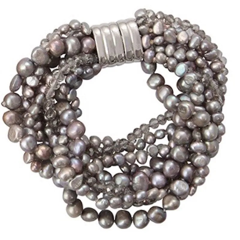 236-07 | 10-STRAND GRAPHITE QUARTZ BRACELET