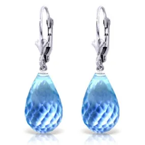 28 Carat 14K Solid White Gold Blue Something Blue Topaz Earrings