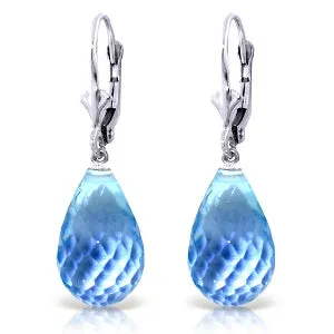 28 Carat 14K Solid White Gold Blue Something Blue Topaz Earrings