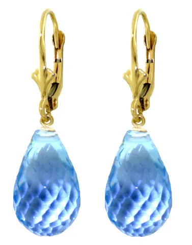 28 Carat 14K Solid White Gold Blue Something Blue Topaz Earrings