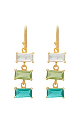 3 Tier Glass Earrings | Aquamarine, Peridot, Pat