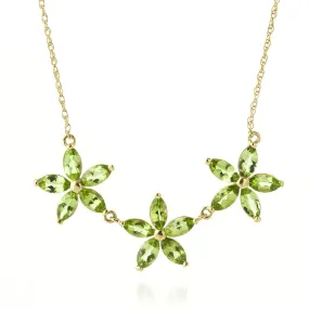 4.2 Carat 14K Solid Yellow Gold Necklace Natural Peridot