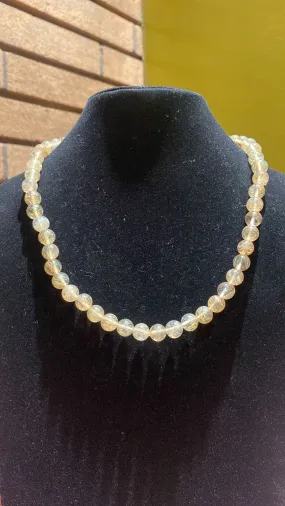 8MM Rutilated Quartz Bead Stretchy Cord Necklace/Bracelet/Anklet