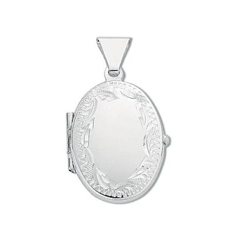925 Sterling Silver Oval Shaped Locket Pendant Necklace