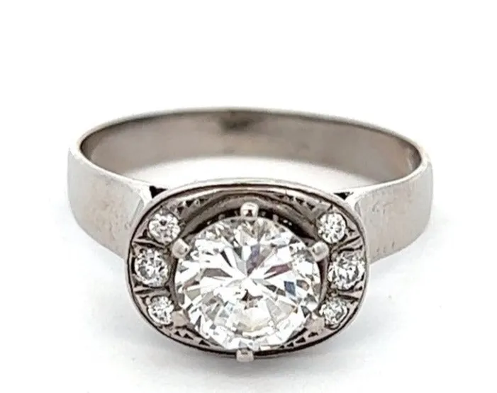 9ct White Gold Cubic Zirconia Cocktail Ring