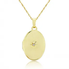 9ct Yellow Gold Oval Locket with Diamond