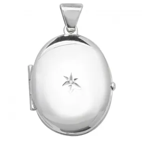 Acotis Silver Necklace Diamond Oval Locket G6912D