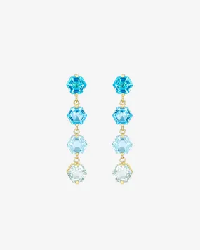 Amalfi Hexagon Cut Blue Ombre Mini Drop Earrings