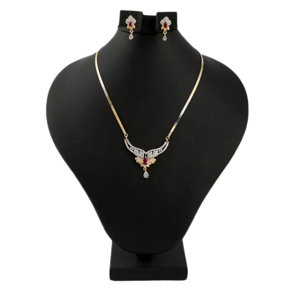 American Diamond Locket Set - Golden