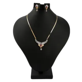 American Diamond Locket Set - Golden