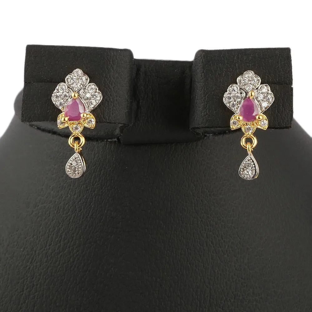 American Diamond Locket Set - Golden