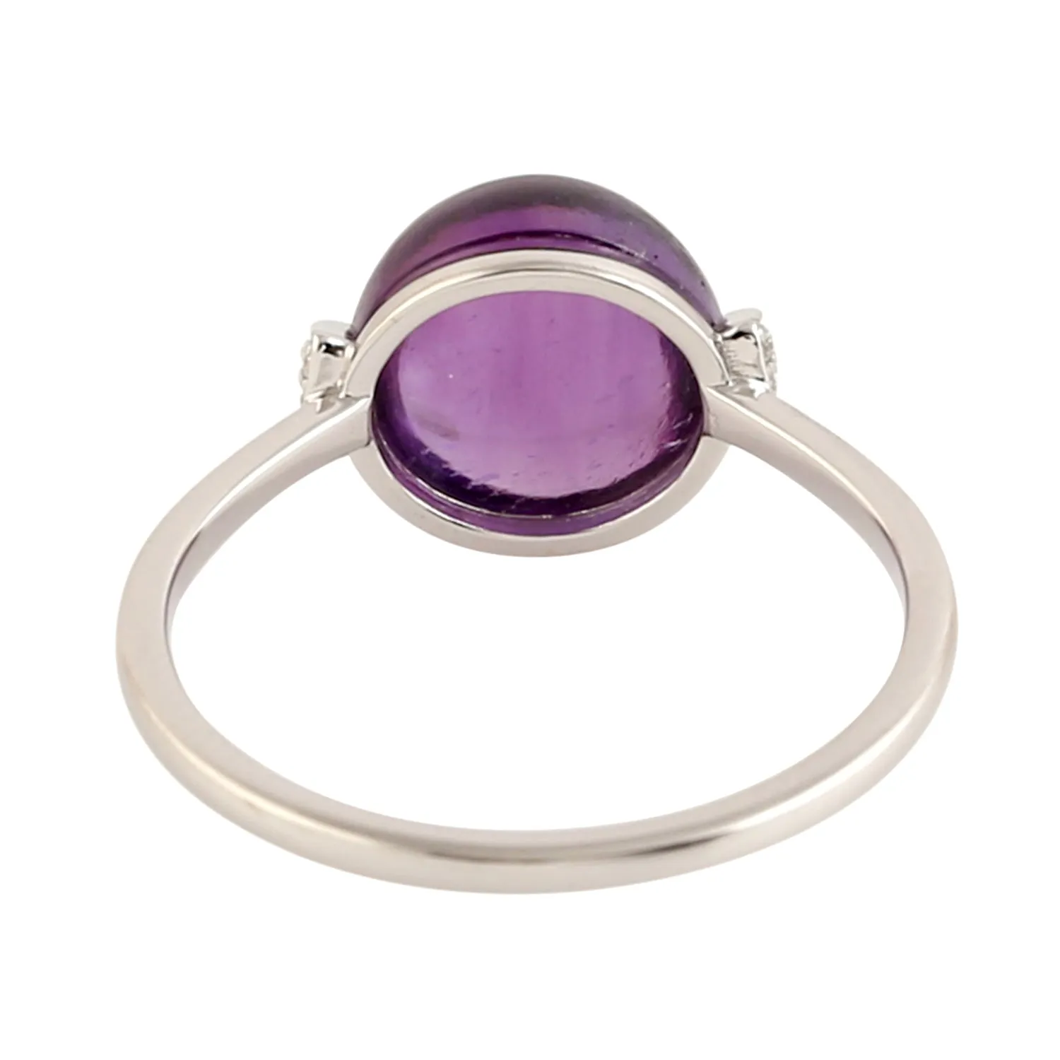 Amethyst Beads Ball Pave Diamond Designer Ring In 18k Gold Women Fashion Jewelry