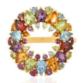 Amethyst Cocktail Ring 18k Yellow Gold Citrine Jewelry February Birthstone Jewelry