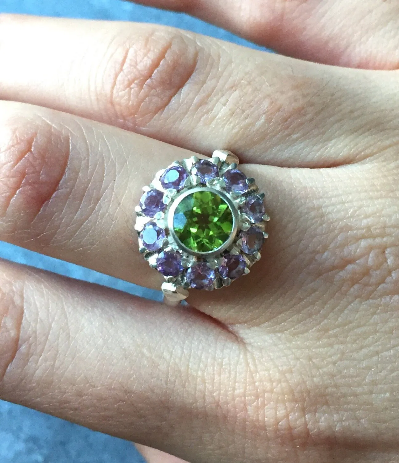 Amethyst Flower Ring - Vintage Amethyst Ring - Purple Flower Ring