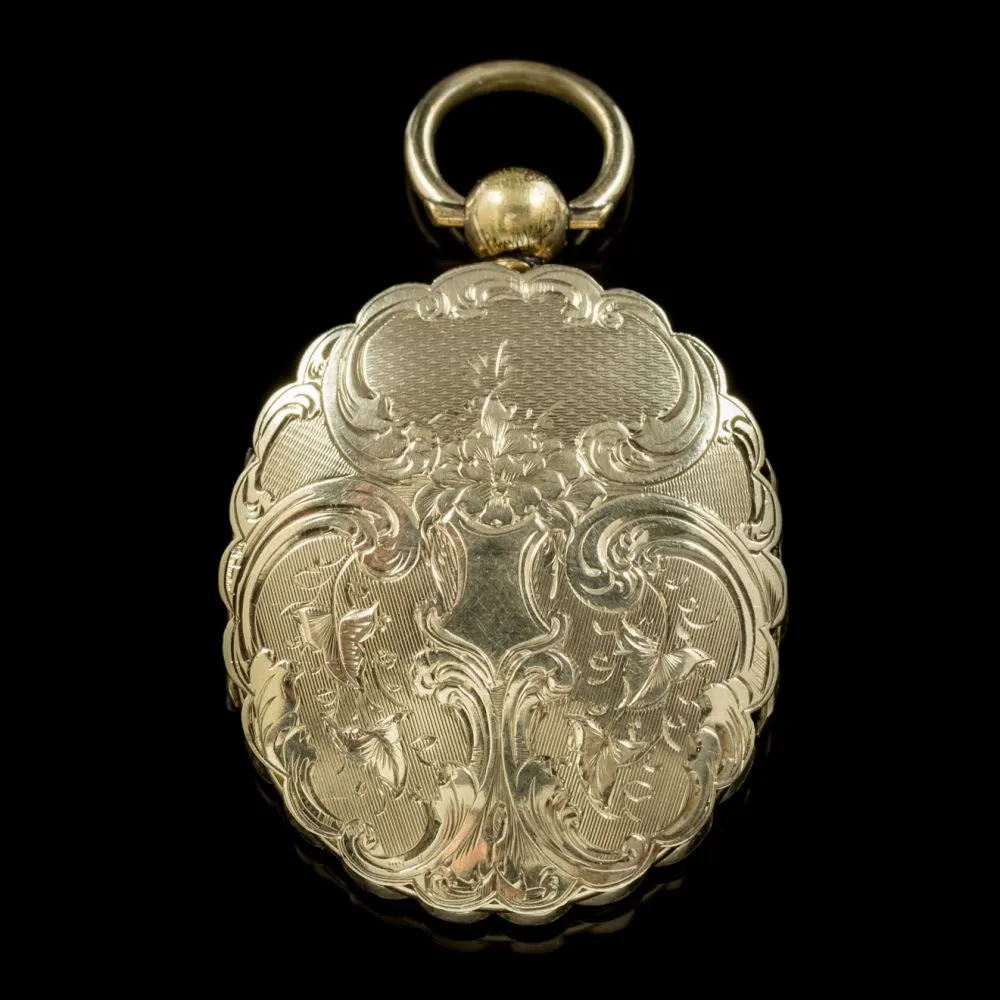 Antique Victorian 9Ct Gold Back And Front Family Locket Circa 1900