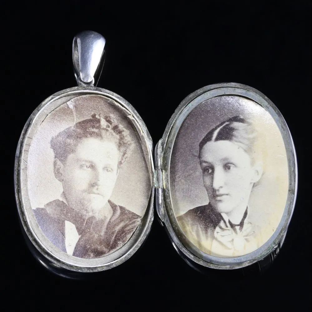 Antique Victorian Buckle Locket Silver Circa 1870