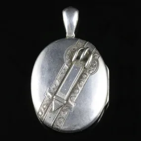 Antique Victorian Buckle Locket Silver Circa 1870