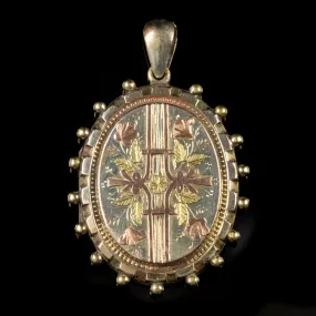 Antique Victorian Forget Me Not Locket 18Ct Gold Circa 1890