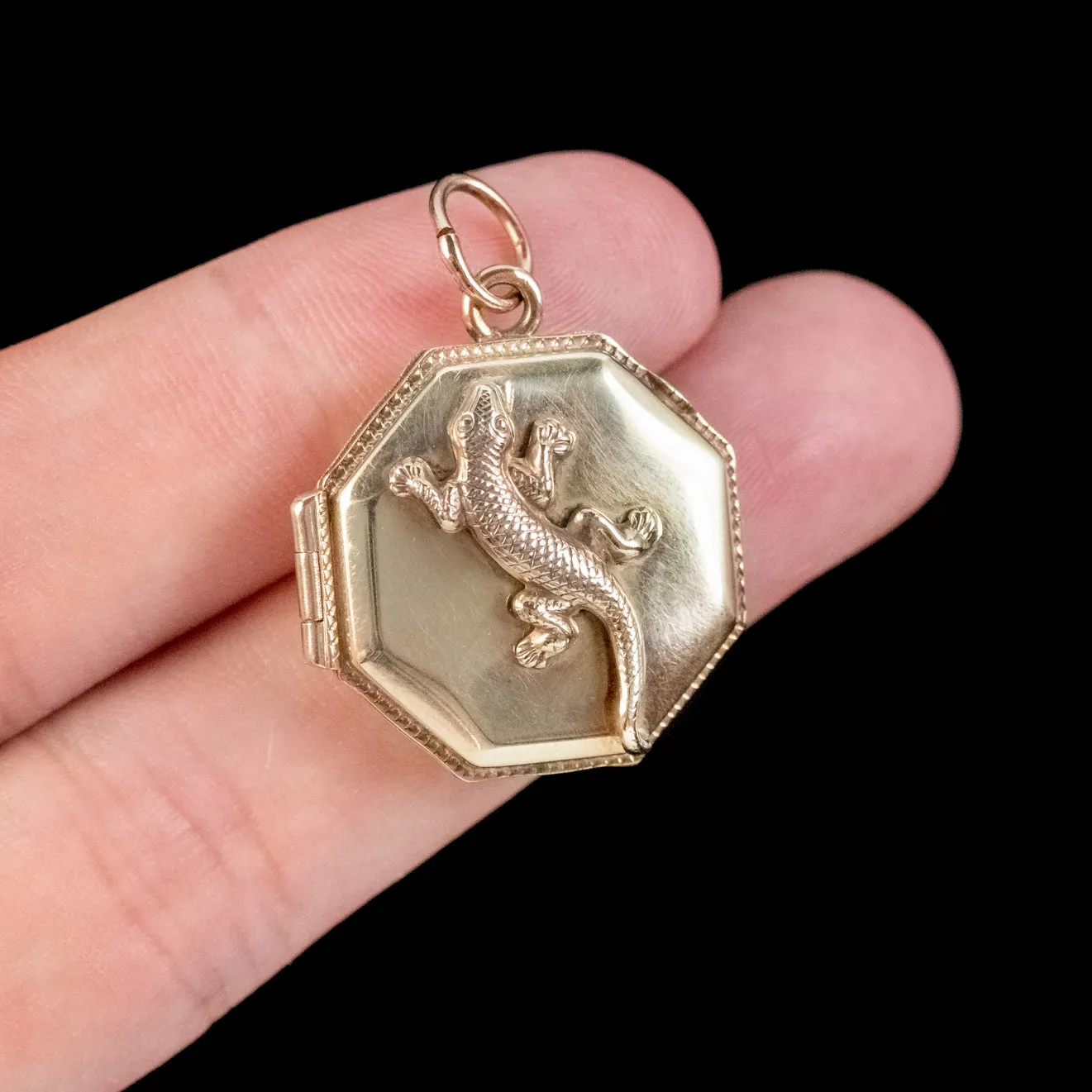 Antique Victorian Lizard Locket 15Ct Gold Circa 1900