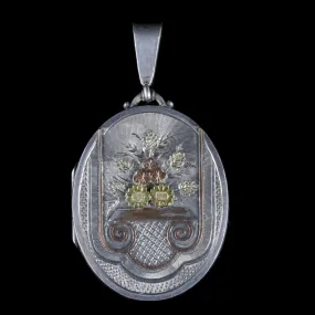 Antique Victorian Motifs Silver Locket Dated Birmingham 1882