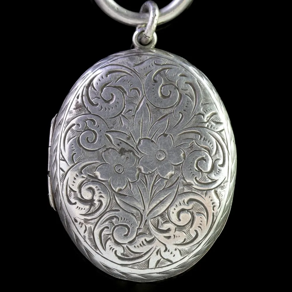 Antique Victorian Sterling Silver Locket Collar Circa 1900