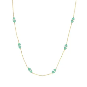 Art Deco 9k Chrysoprase and Rock Quartz Crystal Necklace