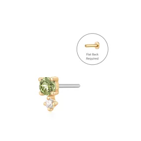 AUGUST | Peridot and White Sapphire Threadless Flatback Earring