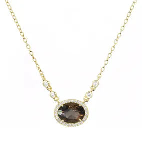 Aura Smoky Quartz Gemstone Necklace