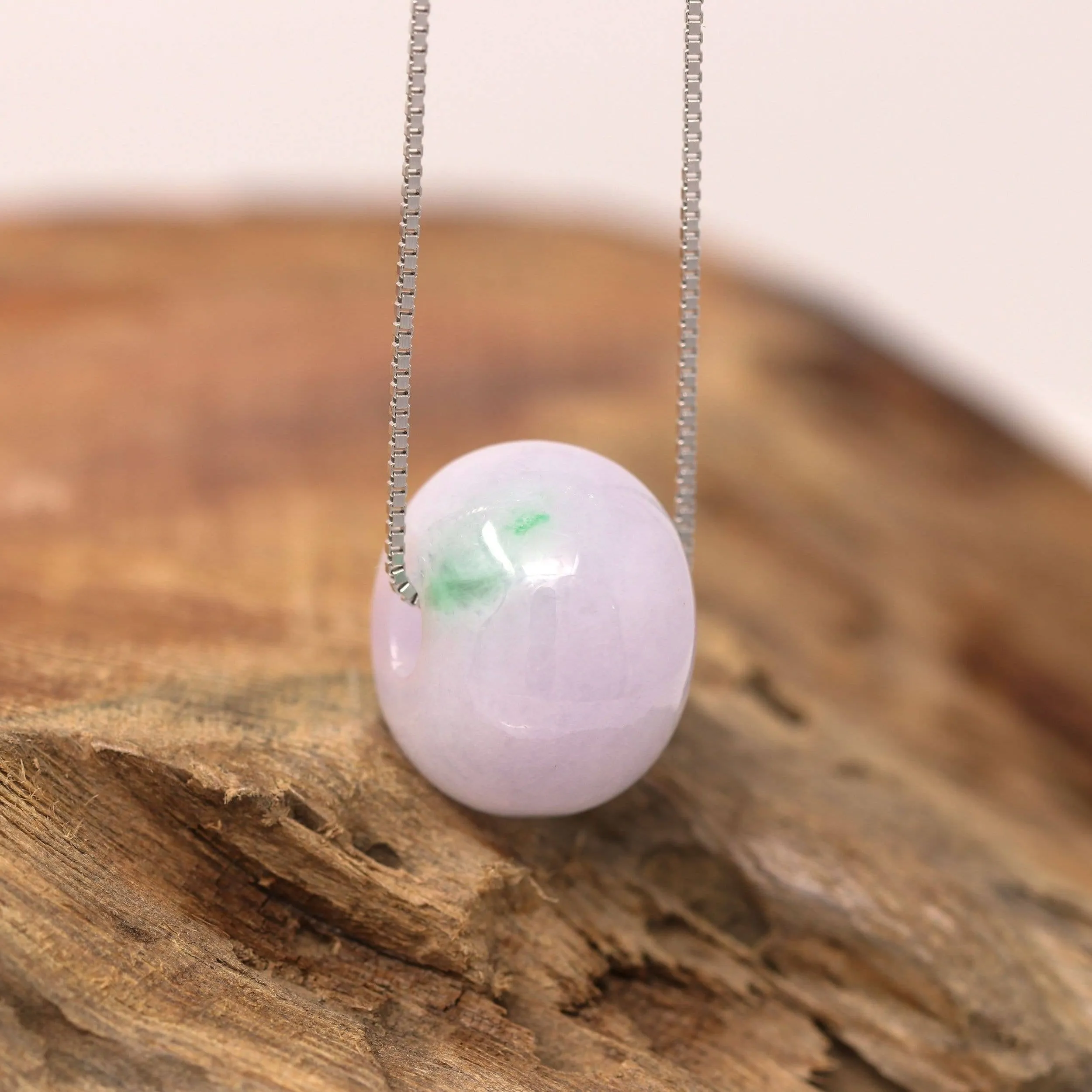 Baikalla™ "Good Luck Button" Necklace Real Lavender Jade Lucky KouKou Pendant Necklace
