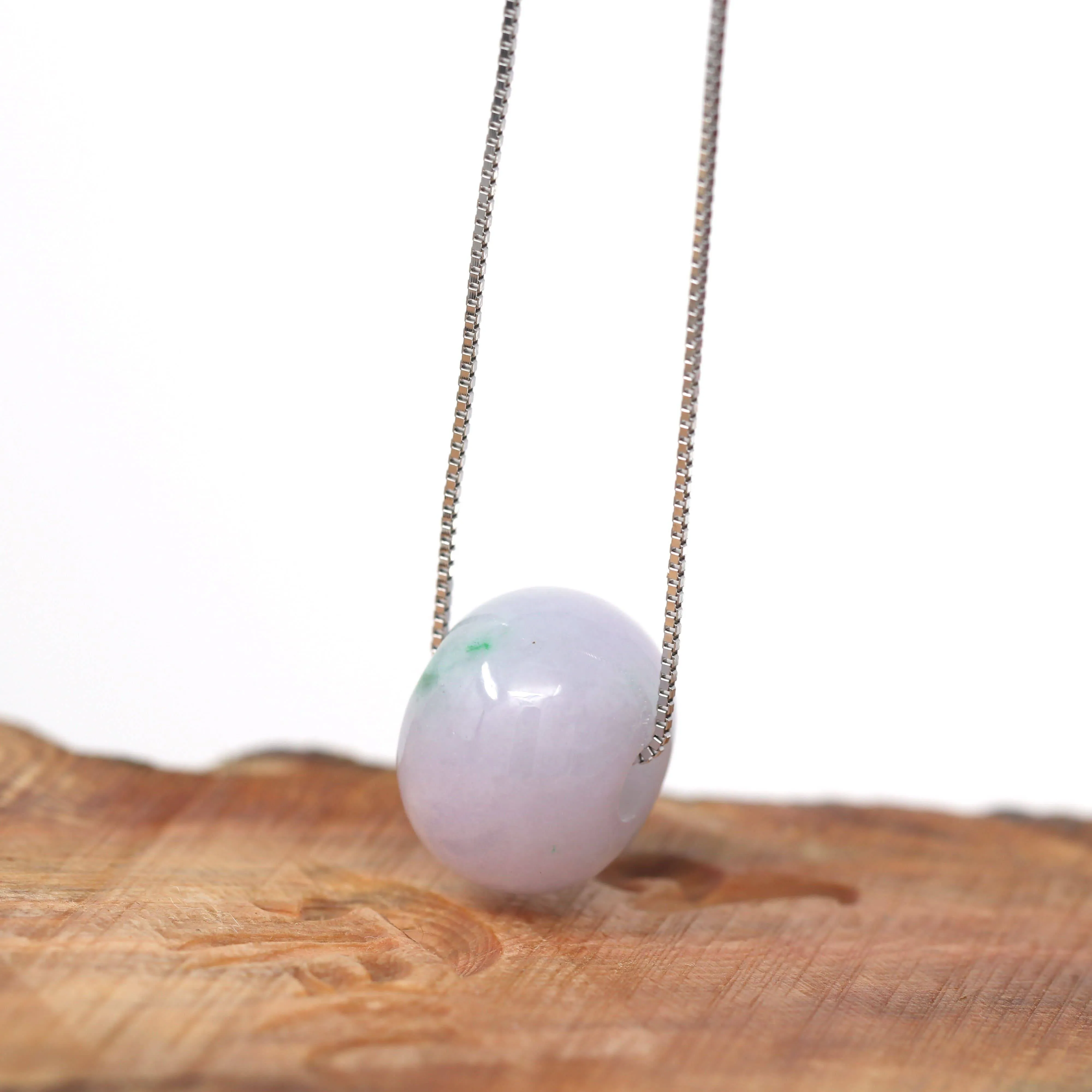 Baikalla™ "Good Luck Button" Necklace Real Lavender Jade Lucky KouKou Pendant Necklace