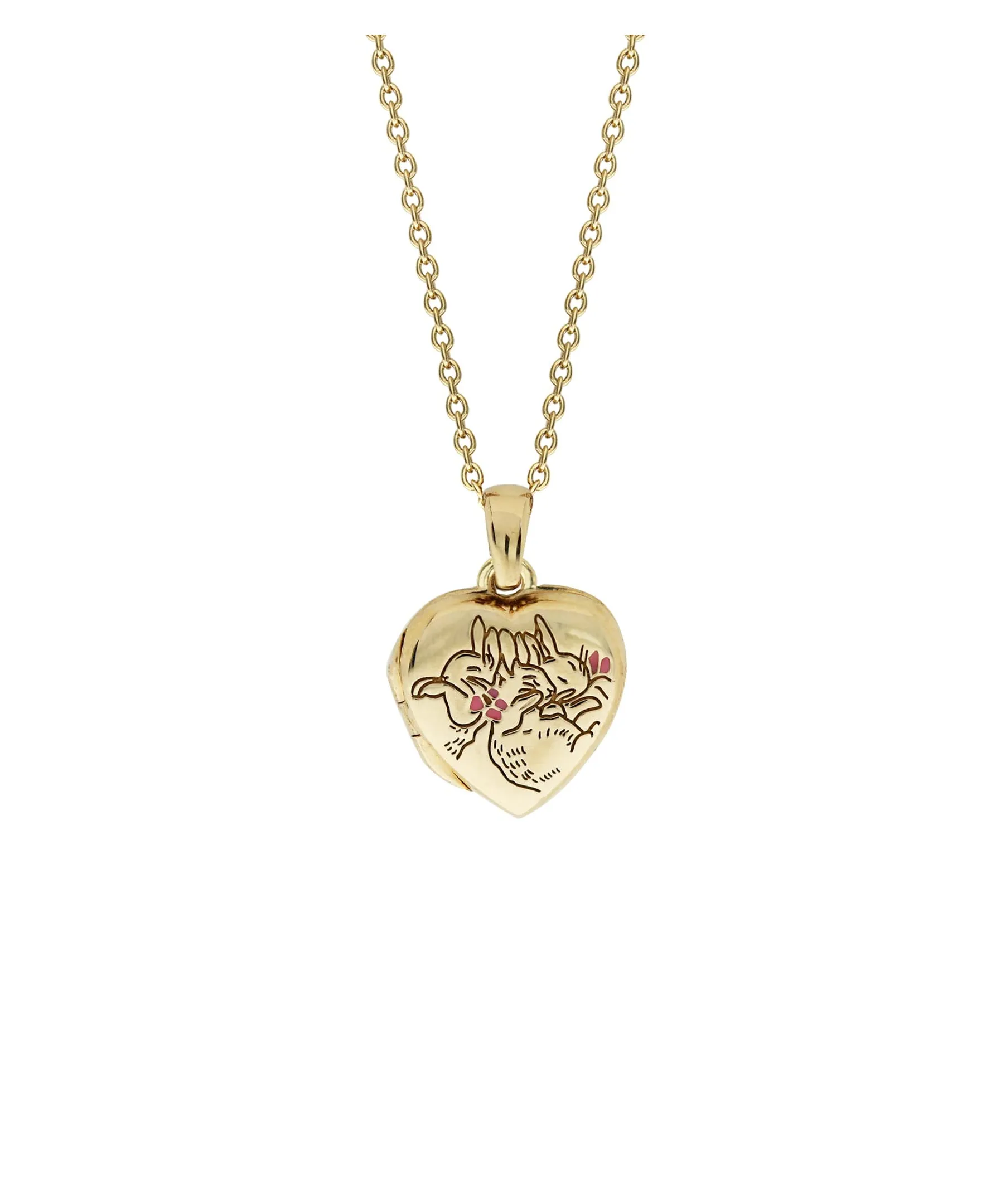 Beatrix Potter Sterling Silver Sleeping Bunnies Heart Locket Necklace