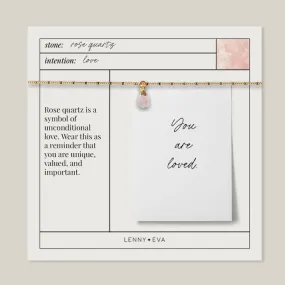 Bella Necklace, Rose Quartz - 15-17