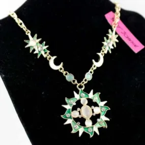 Betsey Johnson Moon & Sun Faux Opal Necklace
