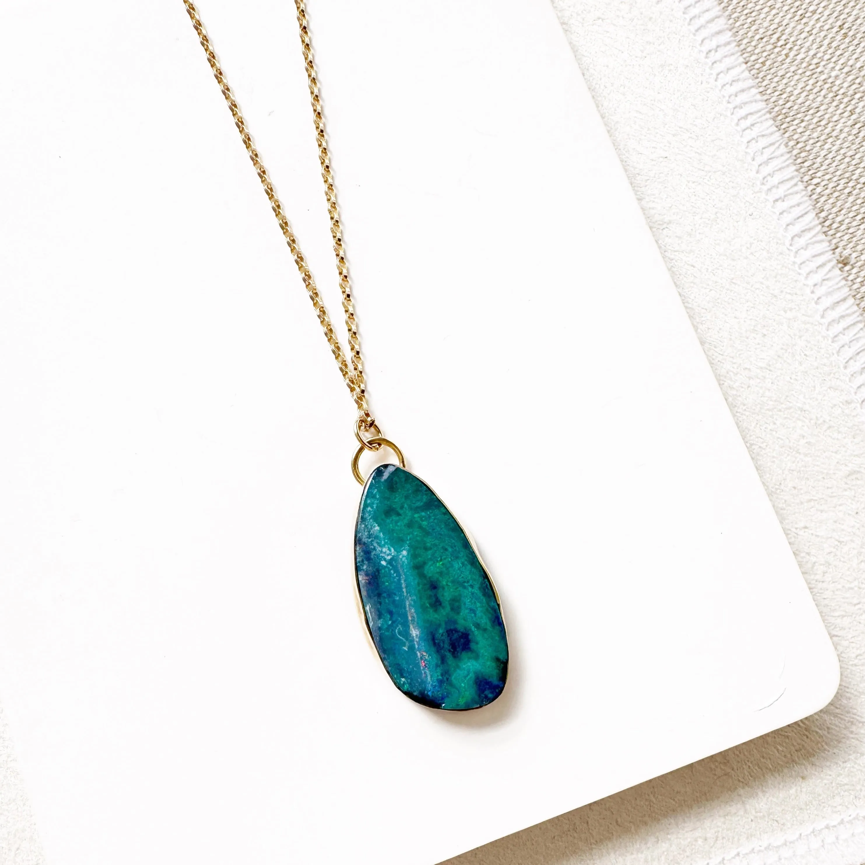Blue Green Opal Necklace