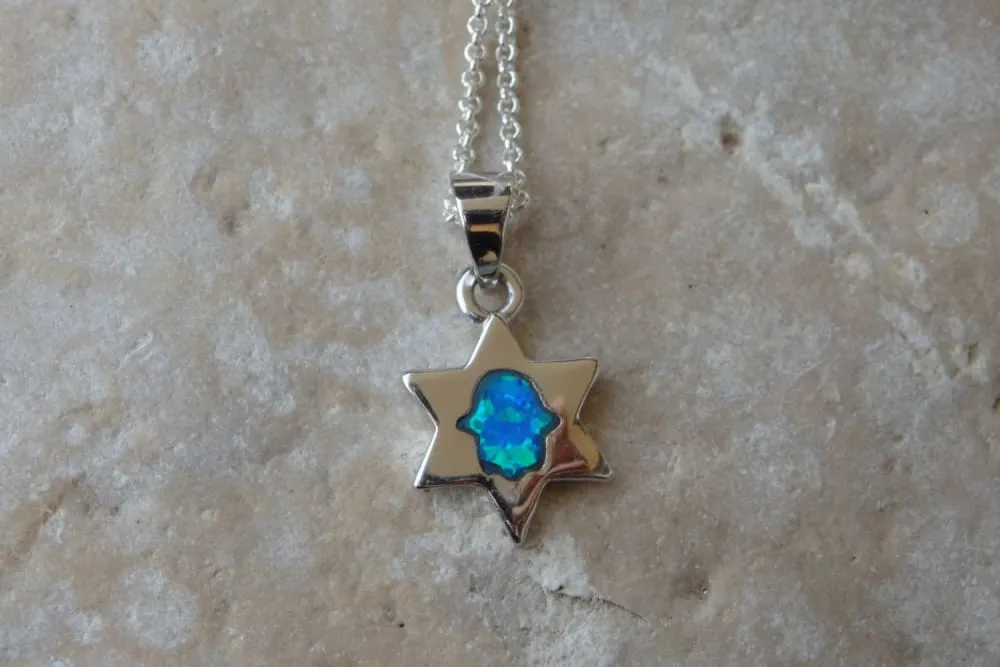 Blue Opal Hamsa Necklace