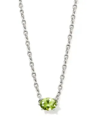Cailin Silver Pendant Necklace in Green Peridot Crystal